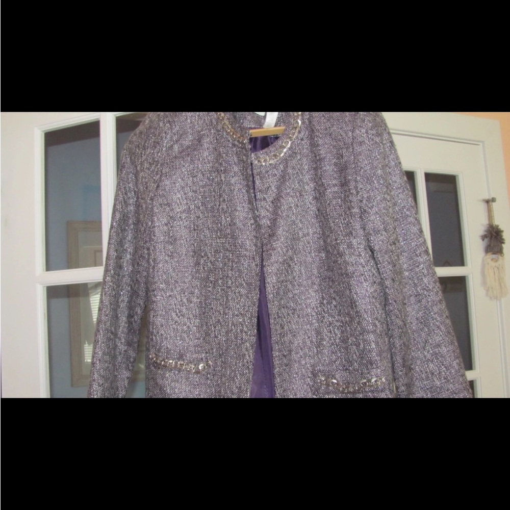 Alfred Dunner Women's Purple Tweed Blazer